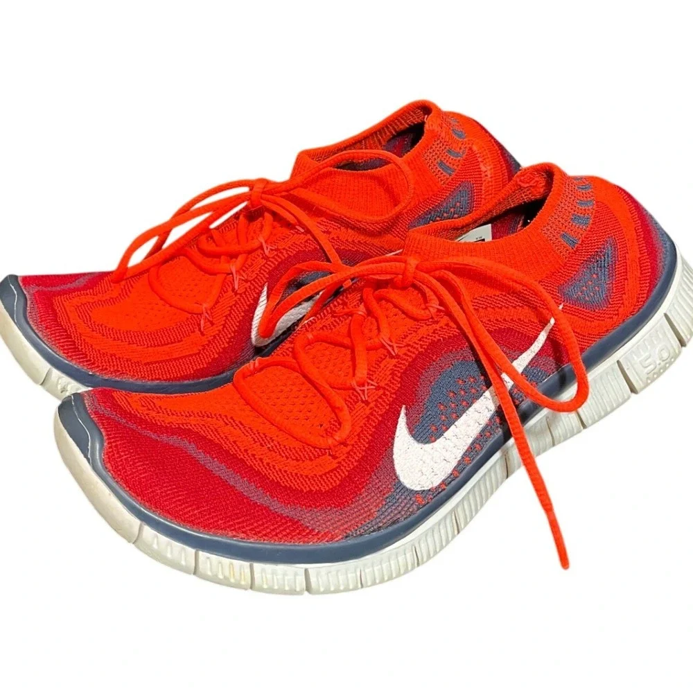 Nike Free Flyknit+ Mens 8‎ Red Blue 615805-616 Running Shoes